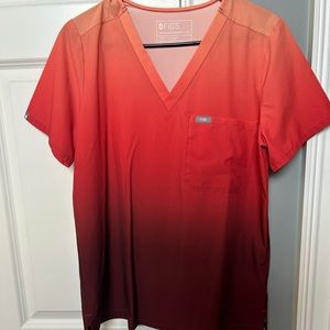 Figs ombré sunrise medium Catarina Freex one pocket scrub top